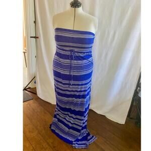 Motherhood Maternity blue and white strapless maxi dress. Size XL